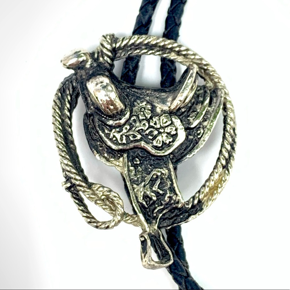 Vintage Saddle And Rope Bolo Tie